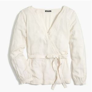 J. Crew Mercantile faux wrap beige shirt